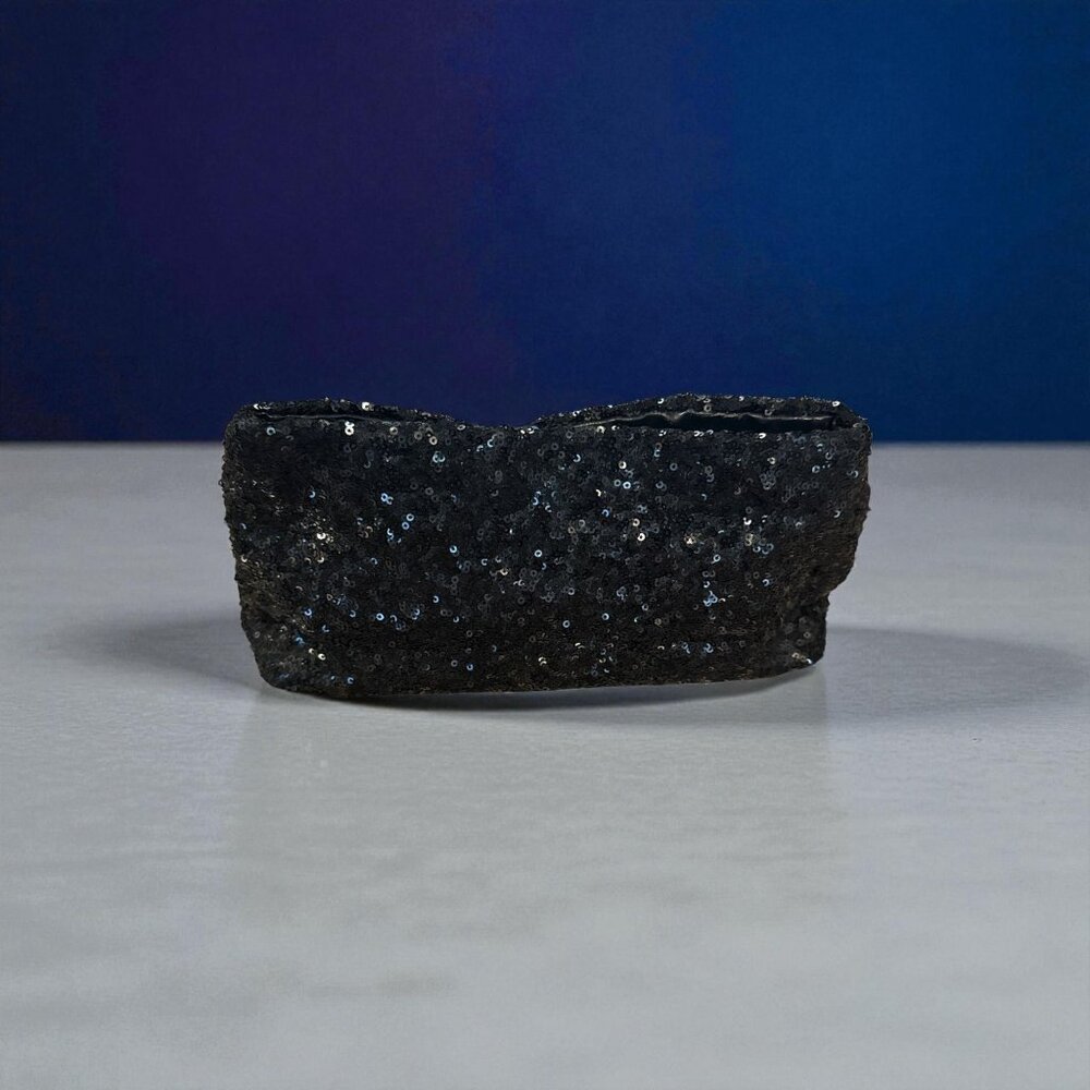 Victorias Secret Black Sequin Clutch Bag With Snap Closure 10.5" X 5" Evening Ac